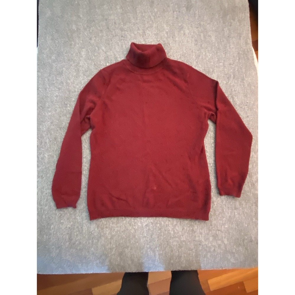 100% Cashmere Womens Wine Turtleneck Sweater Charter Club XL